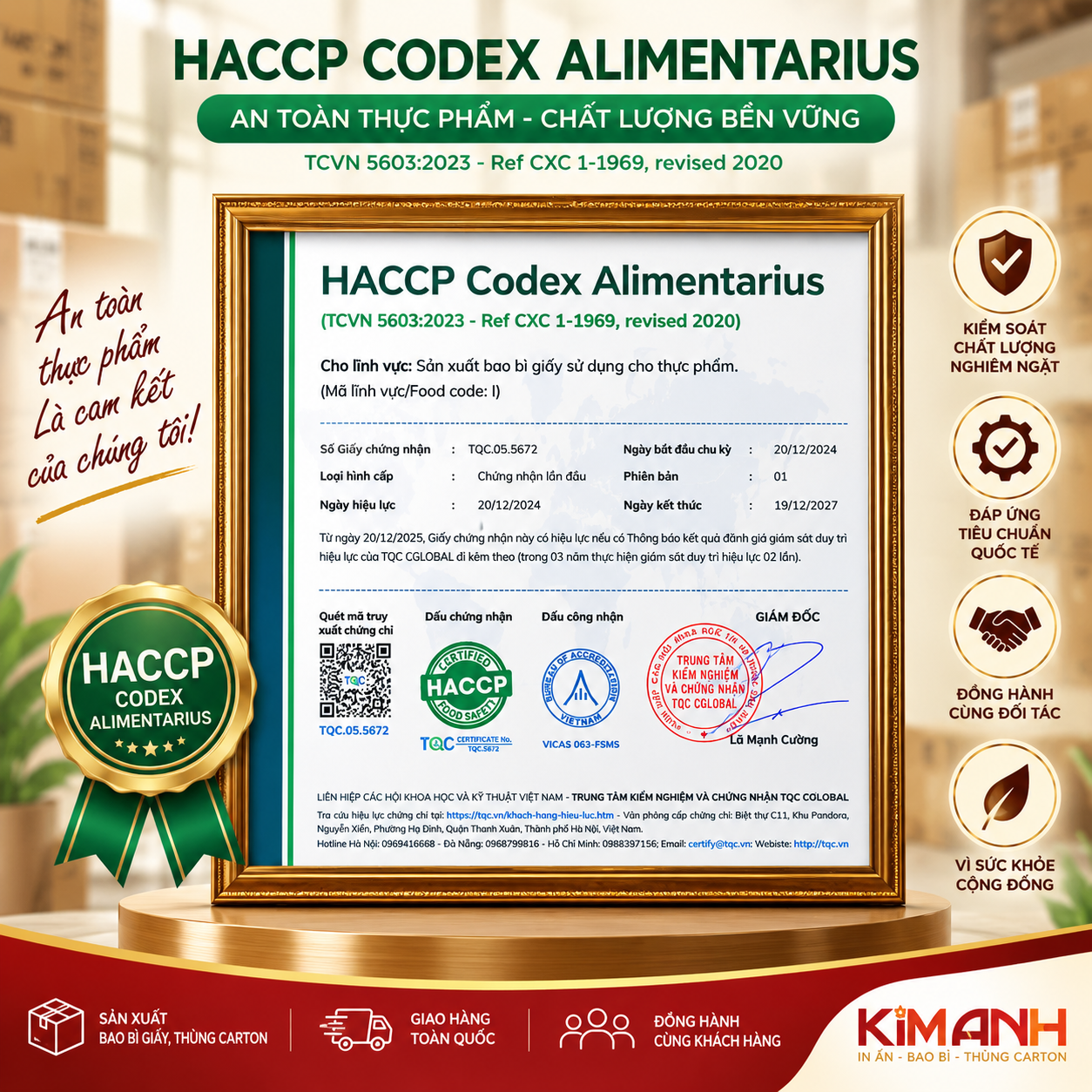 Chứng chỉ HACCP - Bao bì Kim Anh