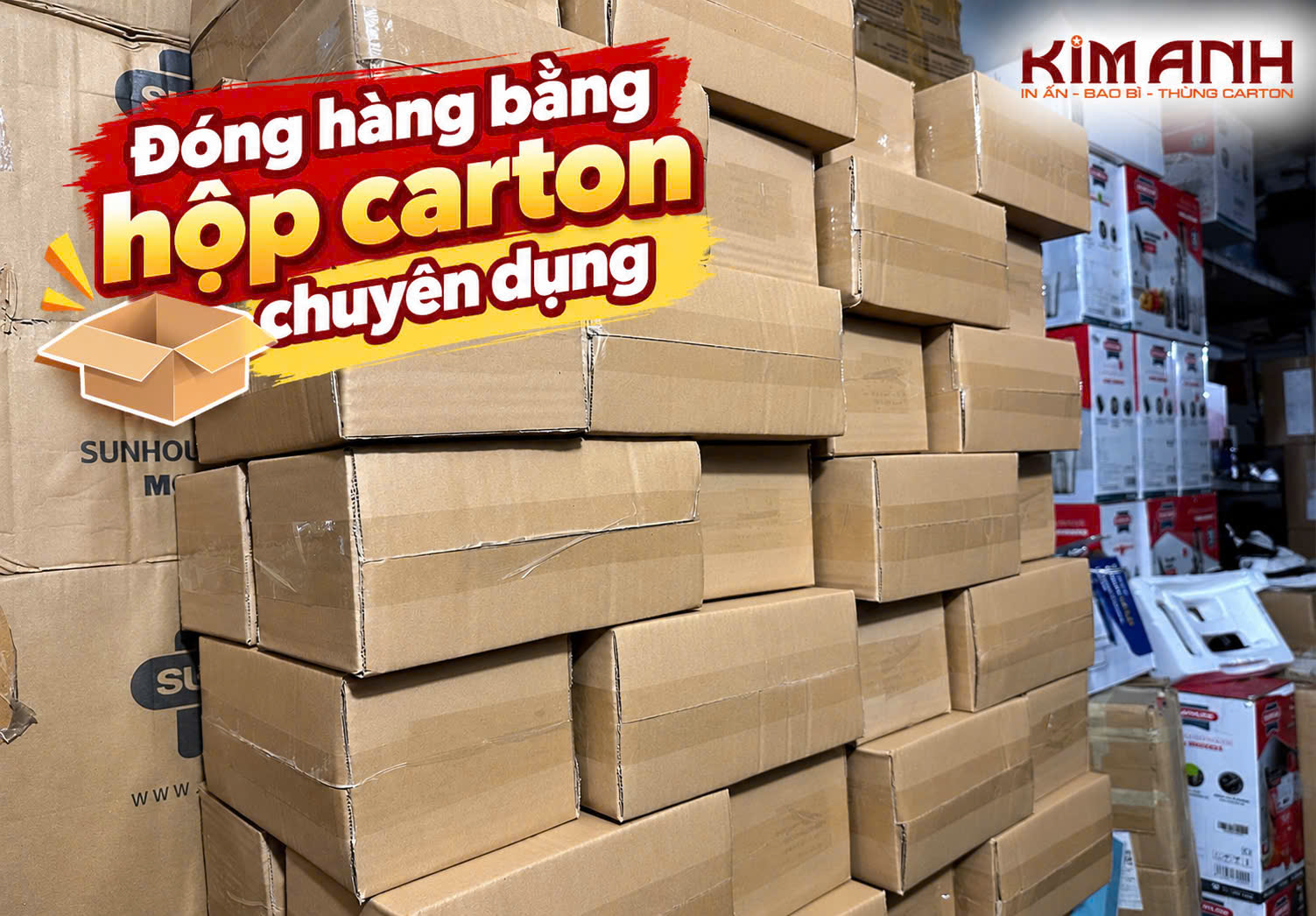 Thức tế đóng hàng sử dụng hộp carton chuyên dụng