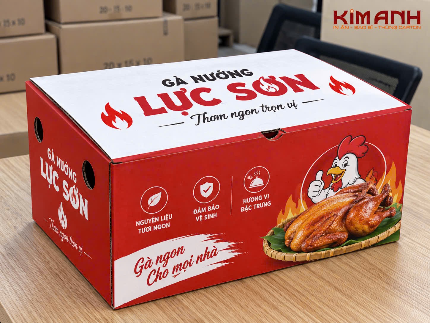 Hộp đựng gà nắp cài - Bao bì Kim Anh