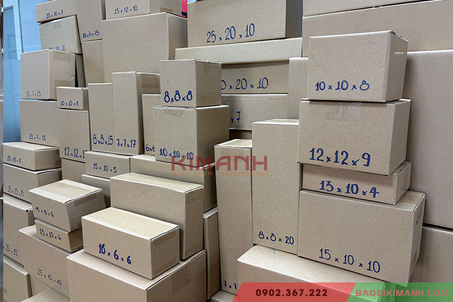 Hộp giấy gói hàng đa dạng kích thước tại Bao Bì Kim Anh
