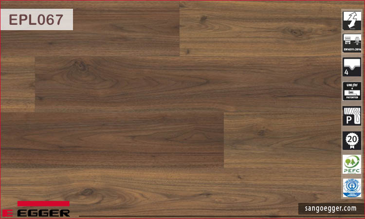 Sàn gỗ Egger Pro Aqua Plus EPL067 Dark Langley Walnut
